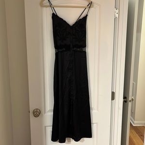 ZARA Black Satin Midi Dress